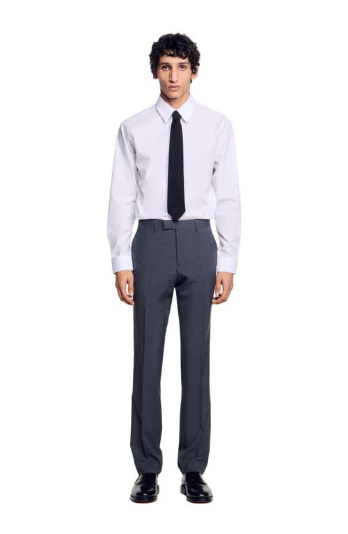 Sandro Classic Fit Suit Trousers In Mocked Grey