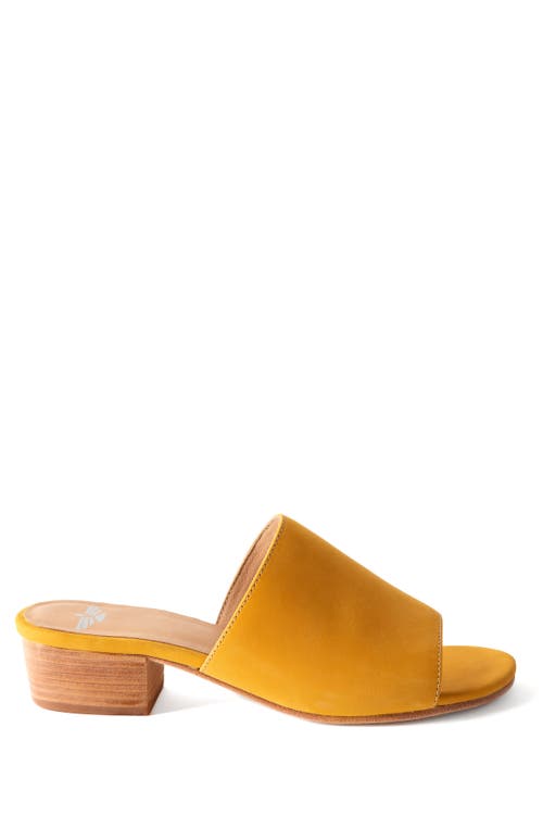 Fortress Rachel Heeled Slide Sandal In Amber Suede