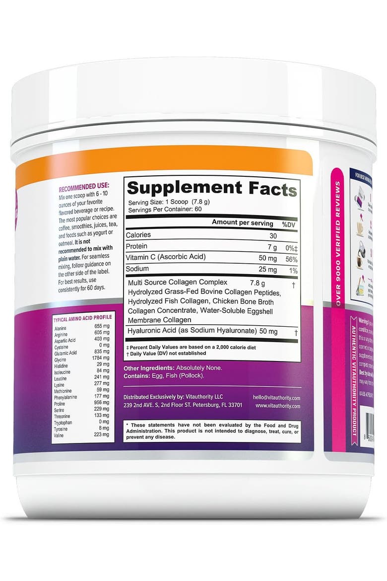 Multi Collagen Peptides Powder, Unflavored, 474gm, Alternate, color, No Color