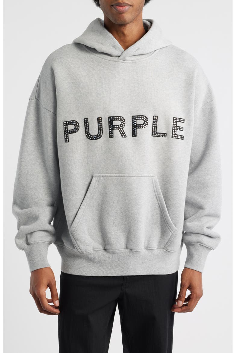 Heavyweight Rhinestone Logo Hoodie, Main, color, GREY/ BLACK