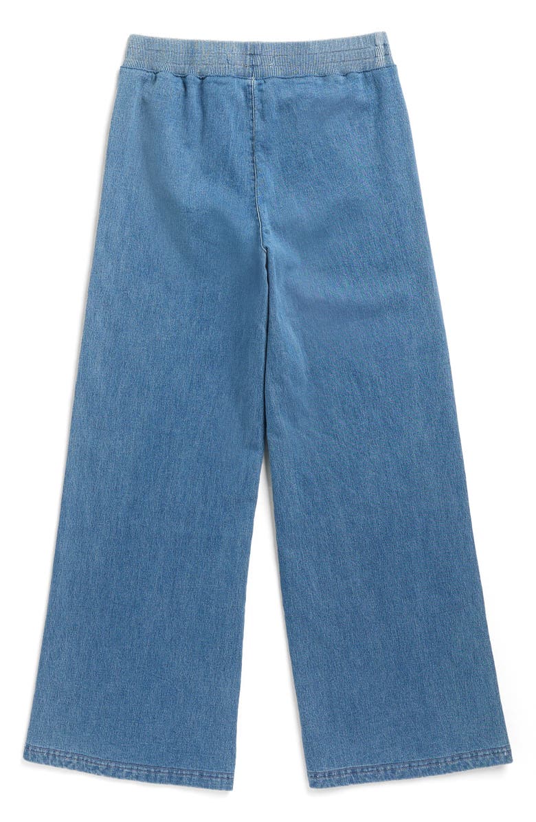 Tractr Kids' Rhinestone Side Stripe Wide Leg Knit Jeans, Alternate, color, Medium Indigo