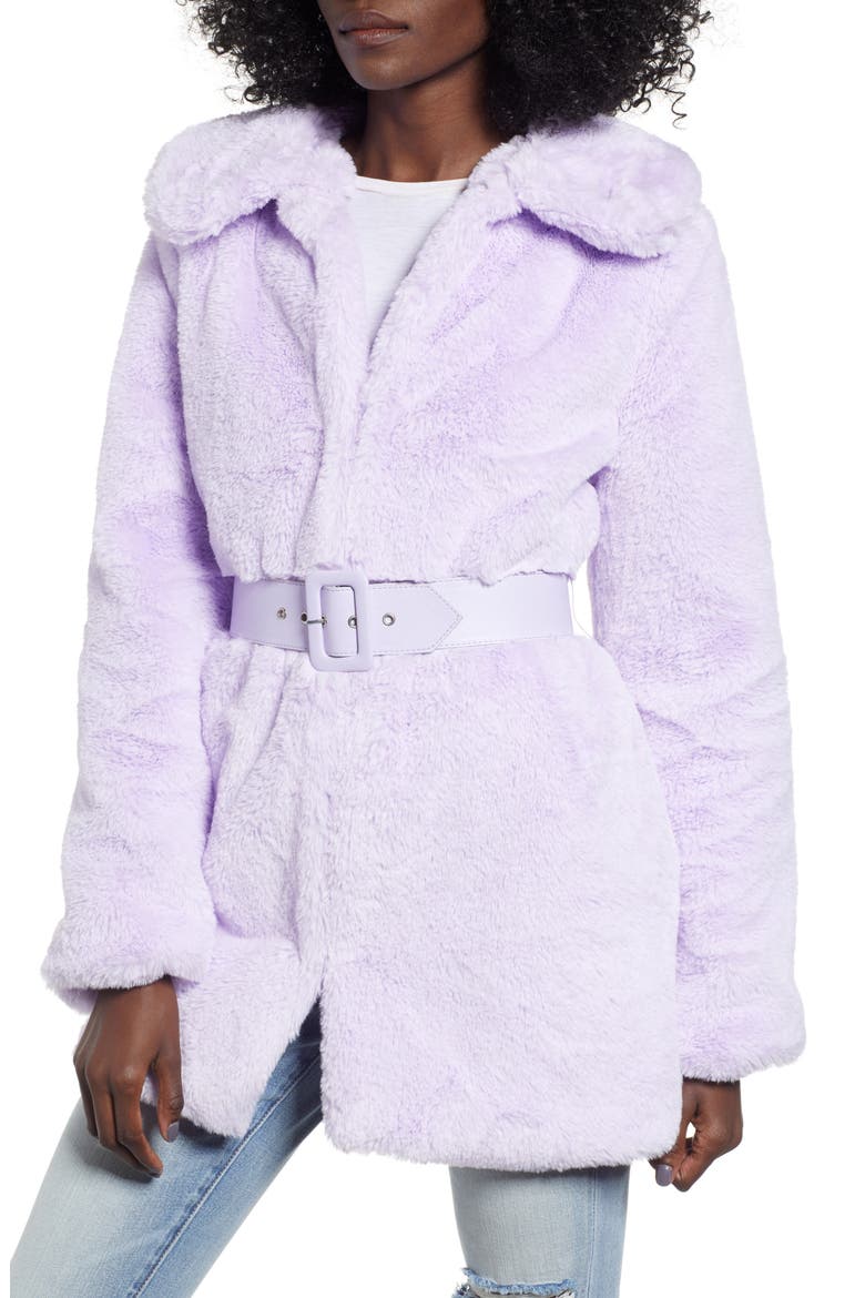 Everette Faux Fur Coat, Main, color, LILAC