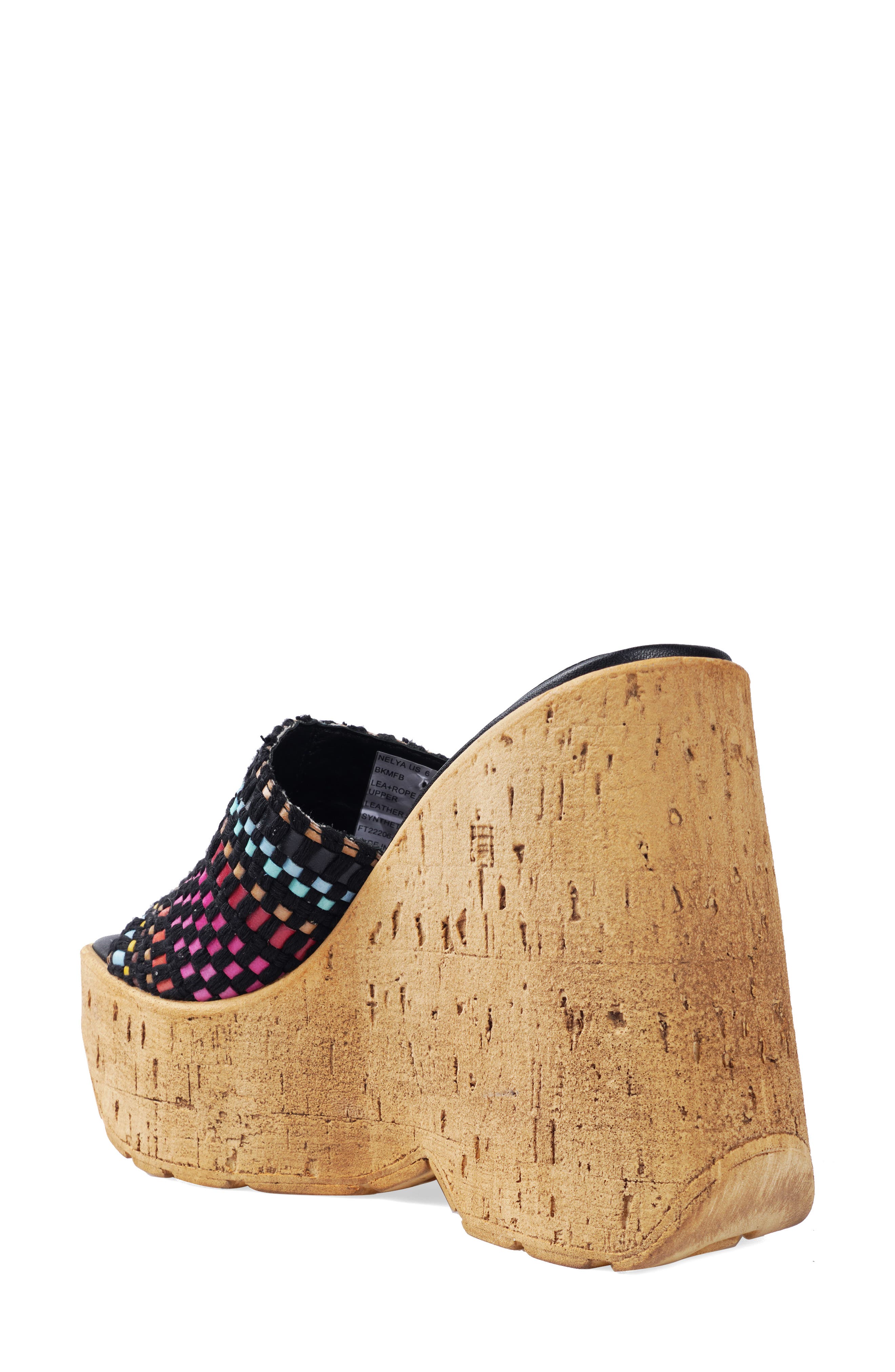 Candie's Nelya Platform Wedge Sandal, Alternate, color, Black Raffia