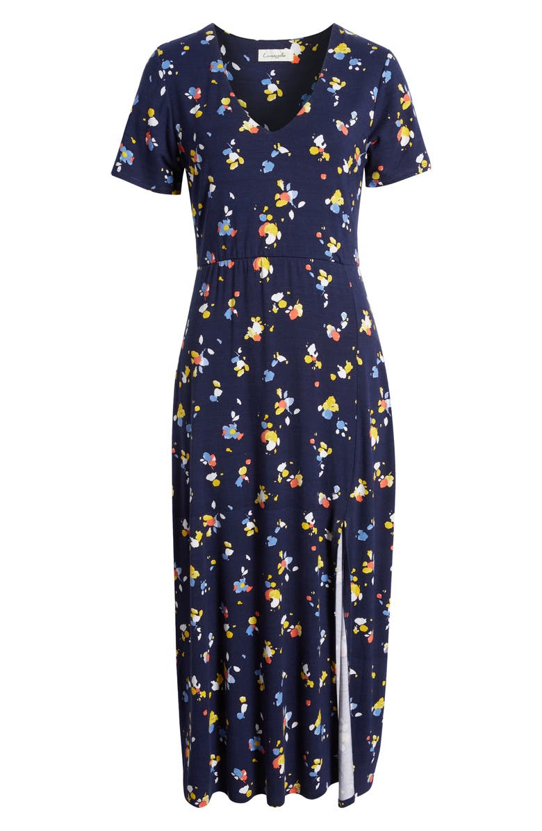 Loveappella Floral Midi Dress, Alternate, color, Navy