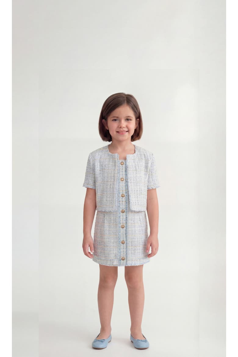 Girl's Jolene Tweed Jacket, Main, color, Aqua Melange
