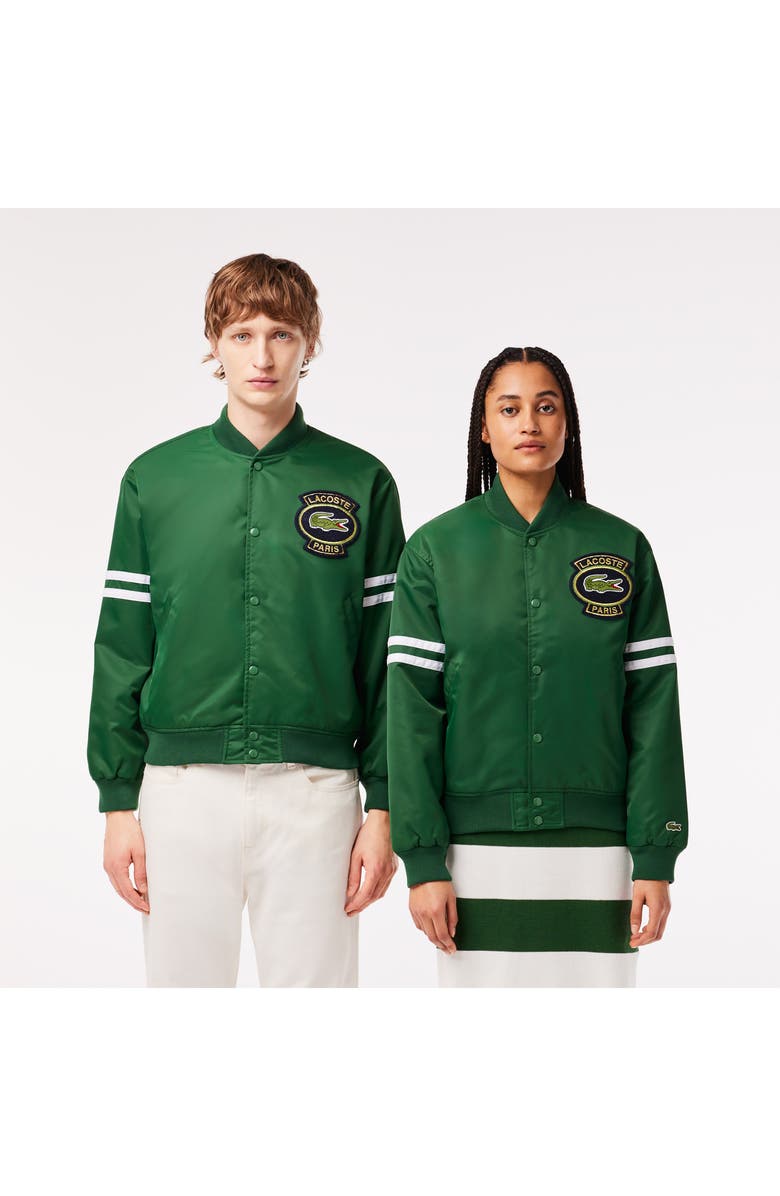Lacoste Water Repellent Insulated Bomber Jacket, Alternate, color, Vert