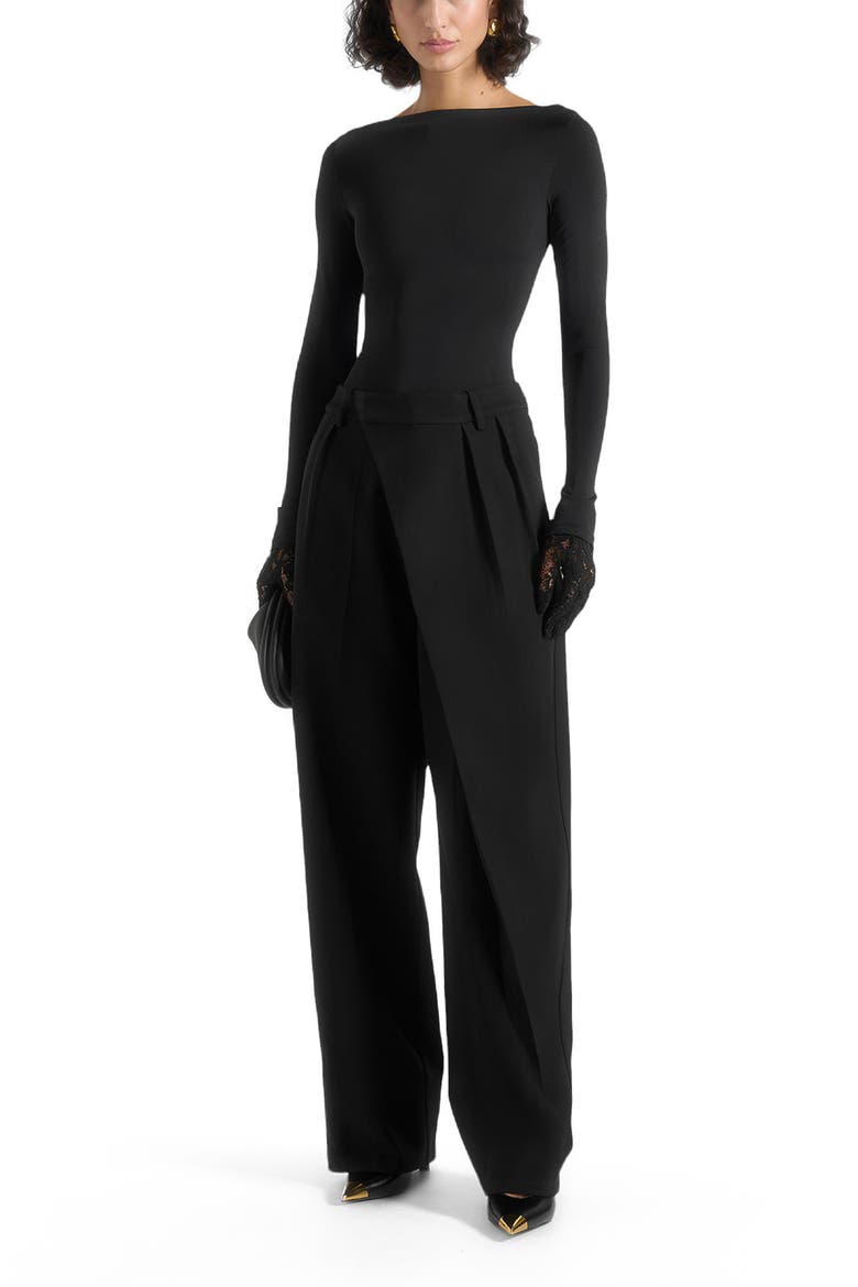 Colette Tailored Wrap Pleat Trousers, Alternate, color, Black