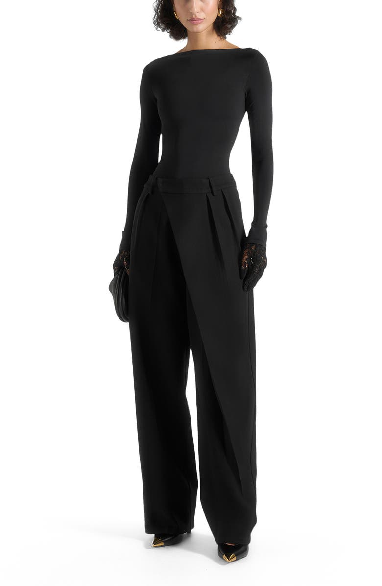Manière De Voir Colette Tailored Wrap Pleat Trousers, Main, color, Black