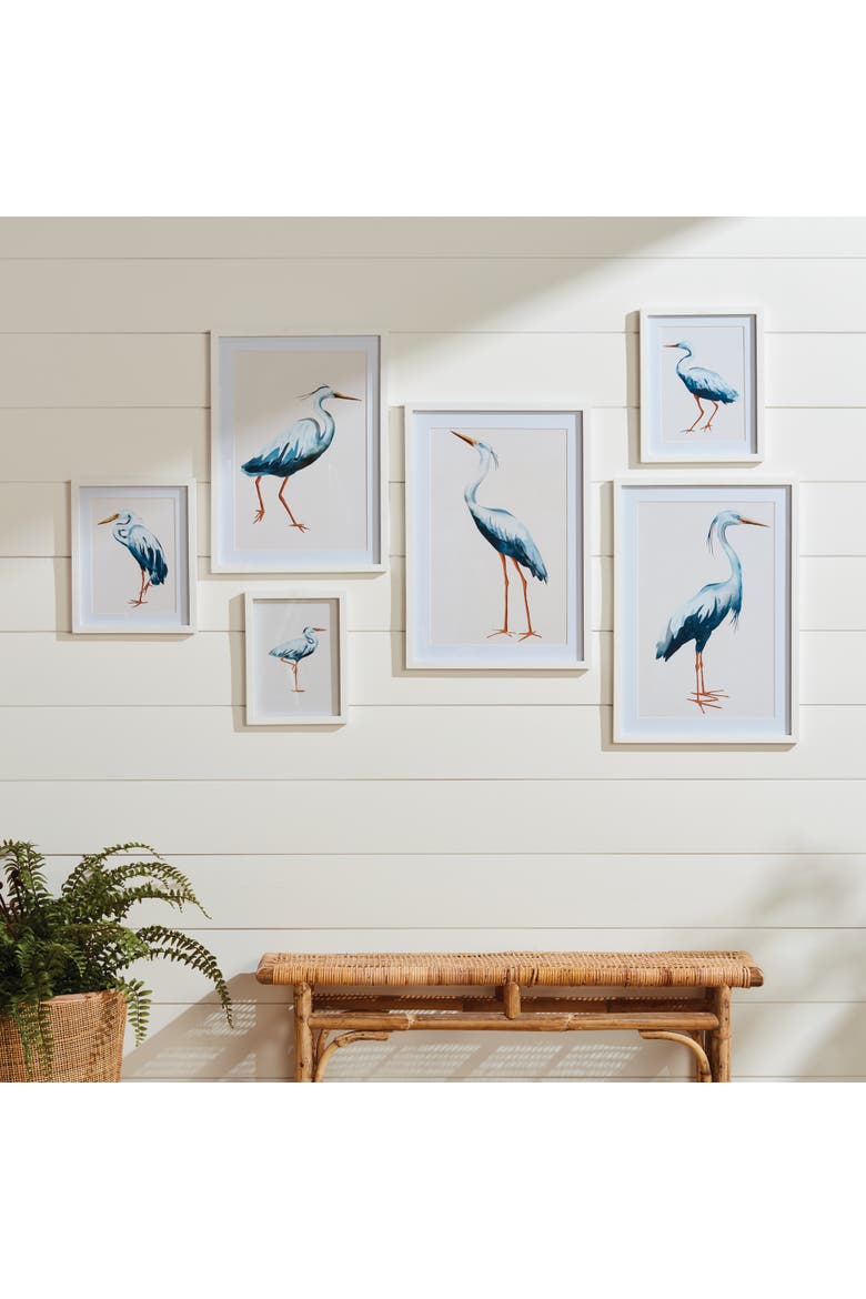 Blue Heron Gallery Framed Wall Art Set of 6, Alternate, color, Blue