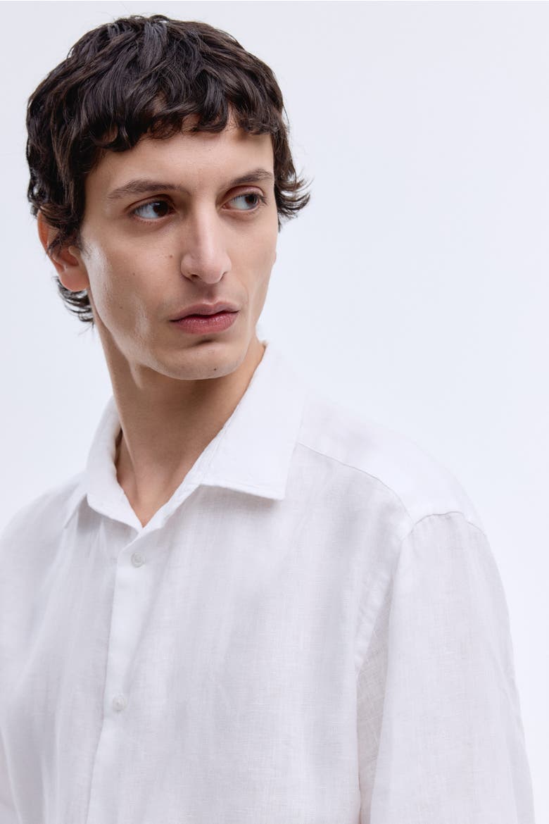 Slim Fit Linen Shirt, Alternate, color, White