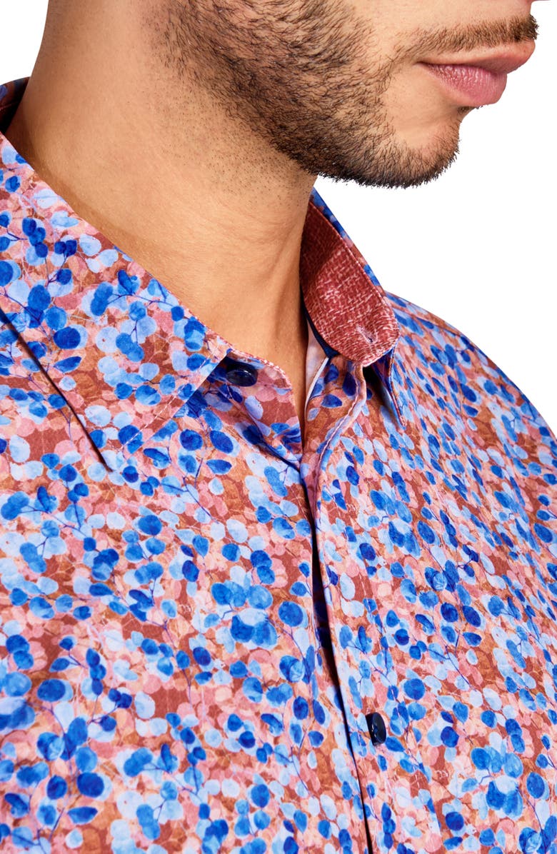 Brooklyn Brigade Slim Fit Micro Floral Recycled 4-Way Stretch Performance Long Sleeve Shirt, Alternate, color, Multi