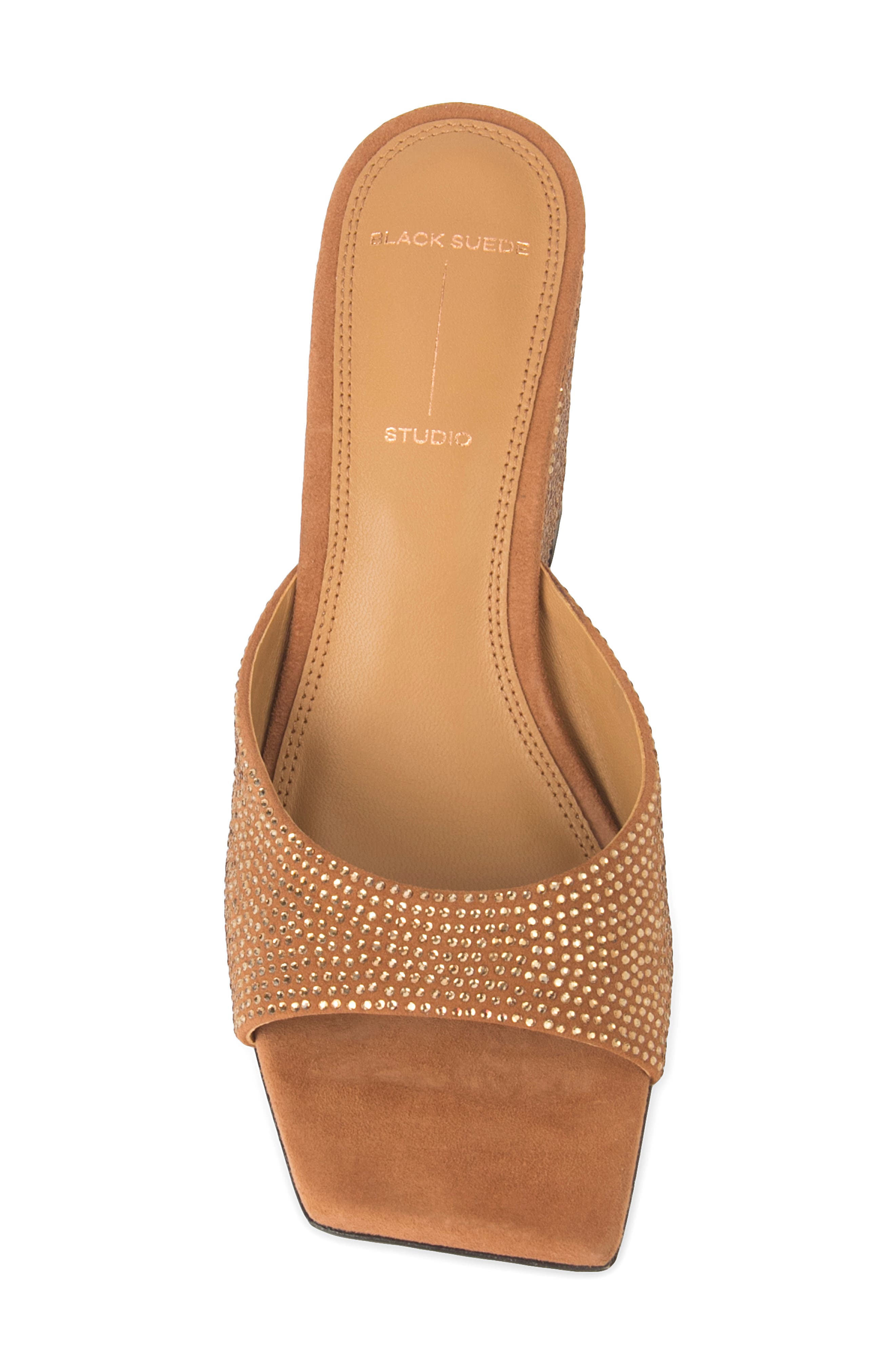 BLACK SUEDE STUDIO Paloma Crystal Wedge Sandal, Alternate, color, Toffee Suede