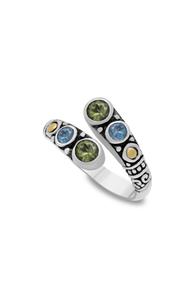 SAMUEL B. Peridot & Blue Topaz Bypass Ring, Main, color, 