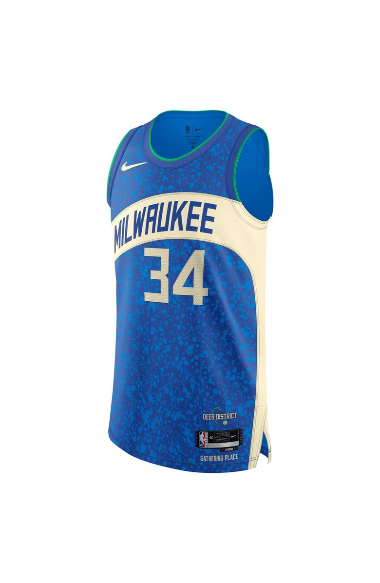 Nike Men's Nike Giannis Antetokounmpo Blue Milwaukee Bucks  Authentic Jersey - City Edition, Alternate, color, 