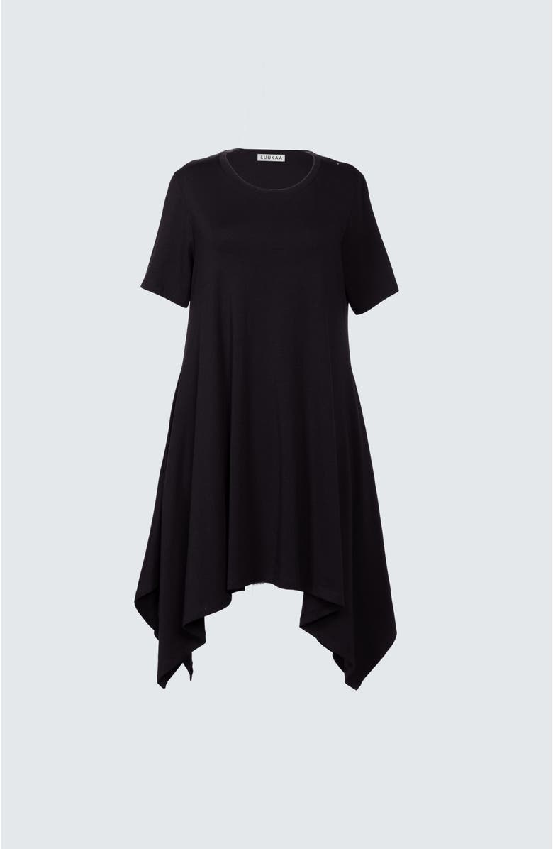 LUUKAA Zephyr Flared Cotton Jersey Dress, Alternate, color, Black