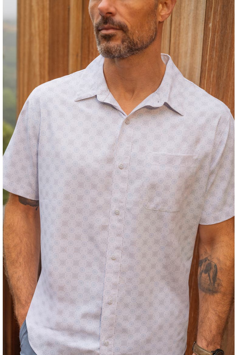 Postcard Please Short Sleeve Button-Up Shirt, Alternate, color, WHITE