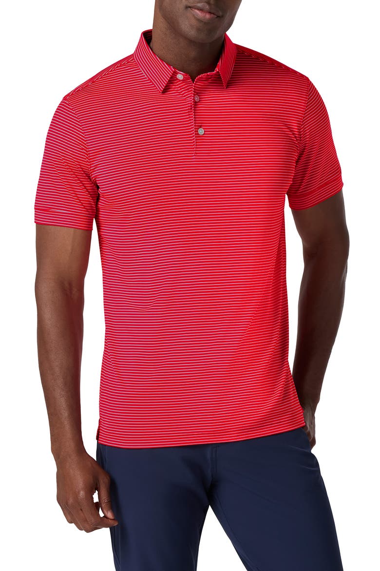 Versa Trim Fit Stripe Performance Golf Polo, Main, color, RED ALTERNATING STRIPE