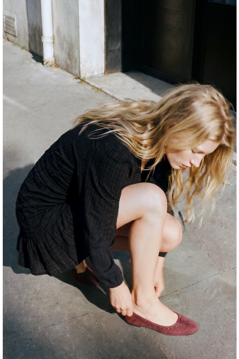 Textured V-Neck Minidress, Alternate, color, BLACK