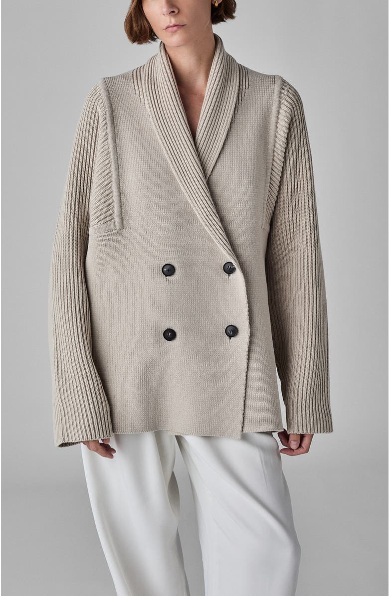 CO Double Breasted Cardigan in Cotton Knit, Main, color, 