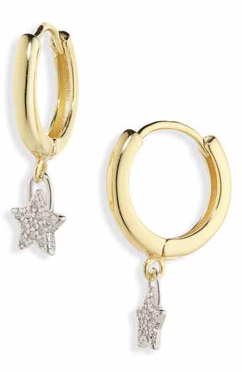 ARGENTO VIVO Two-Tone Cubic Zirconia Star Drop Huggie Hoop Earrings