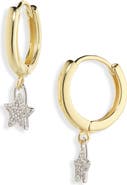ARGENTO VIVO Two-Tone Cubic Zirconia Star Drop Huggie Hoop Earrings