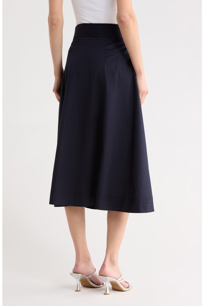 Facia Belted Poplin A-Line Skirt, Alternate, color, NAVY