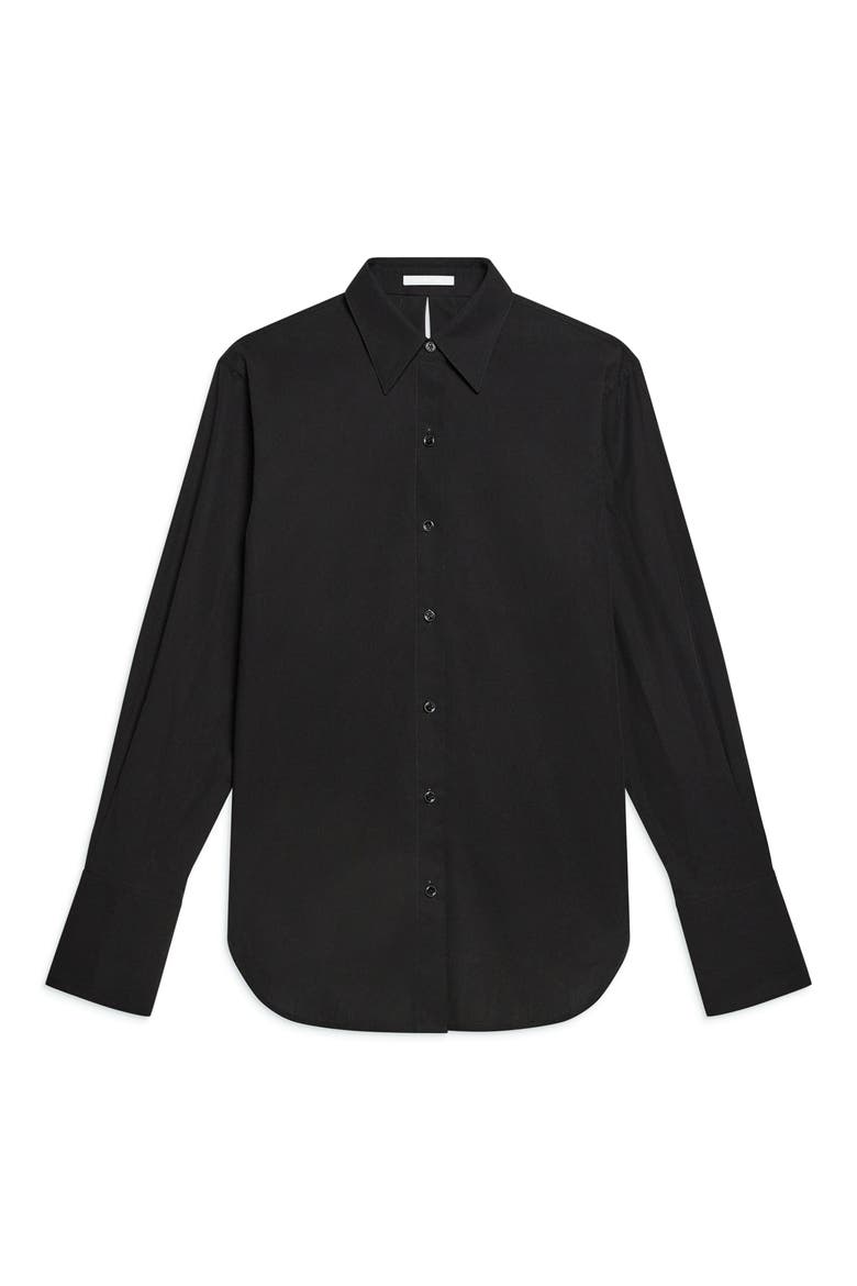 Open Tie Back Cotton Shirt, Alternate, color, BLACK
