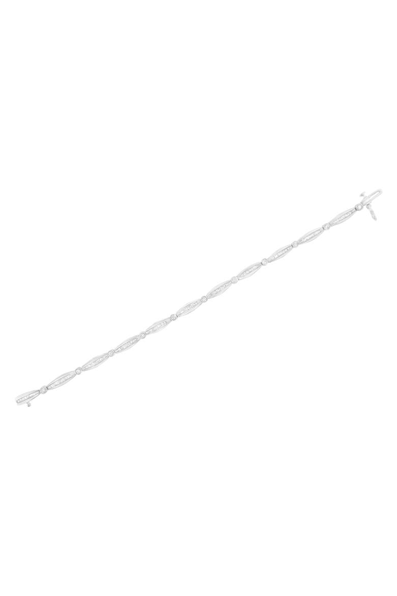 14K White Gold 1-1/2 Cttw Diamond Bezel and Tapered Link 7" Tennis Bracelet, Alternate, color, White