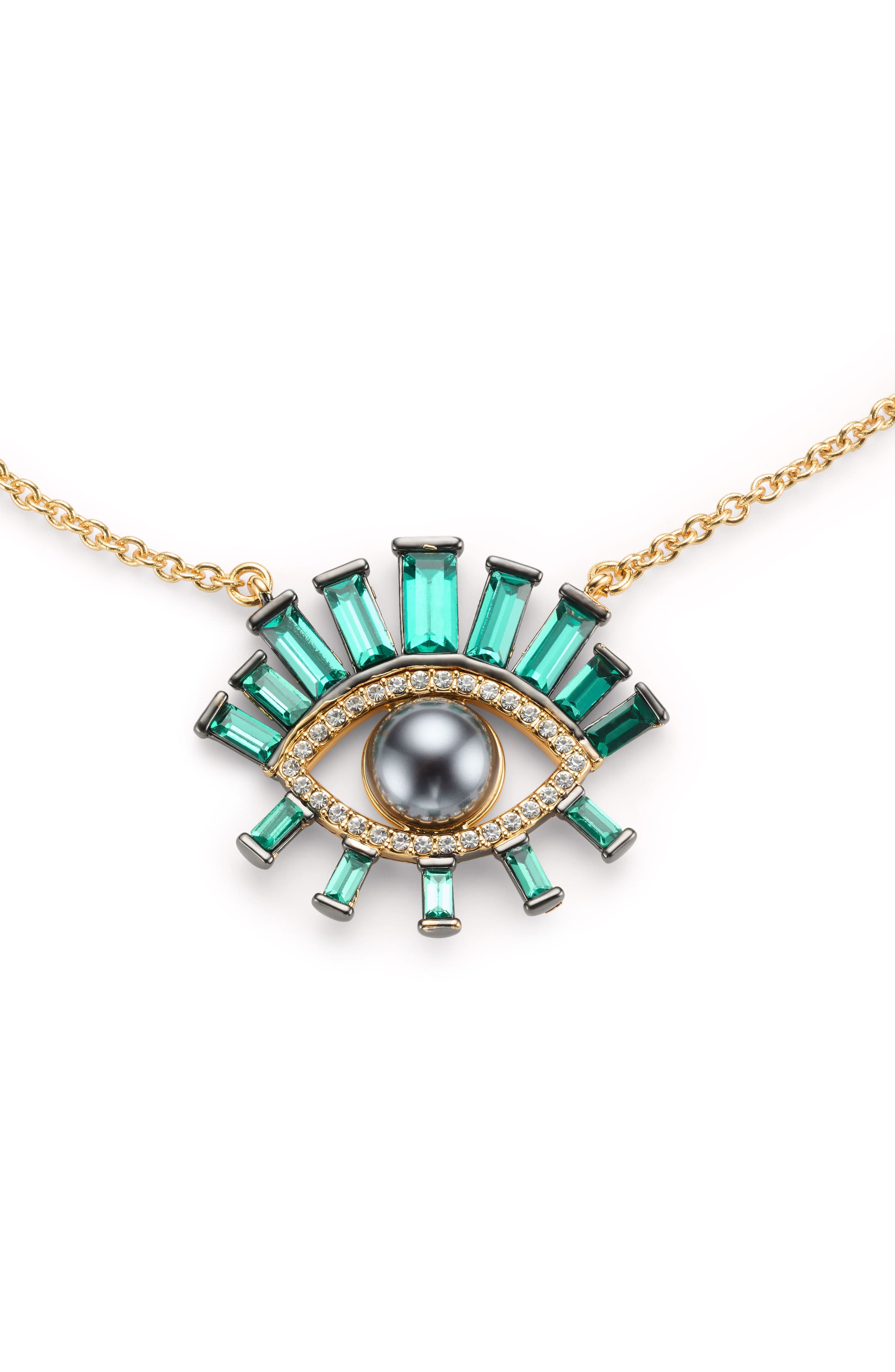 Kurt Geiger London Faux Pearl Evil Eye Pendant Necklace