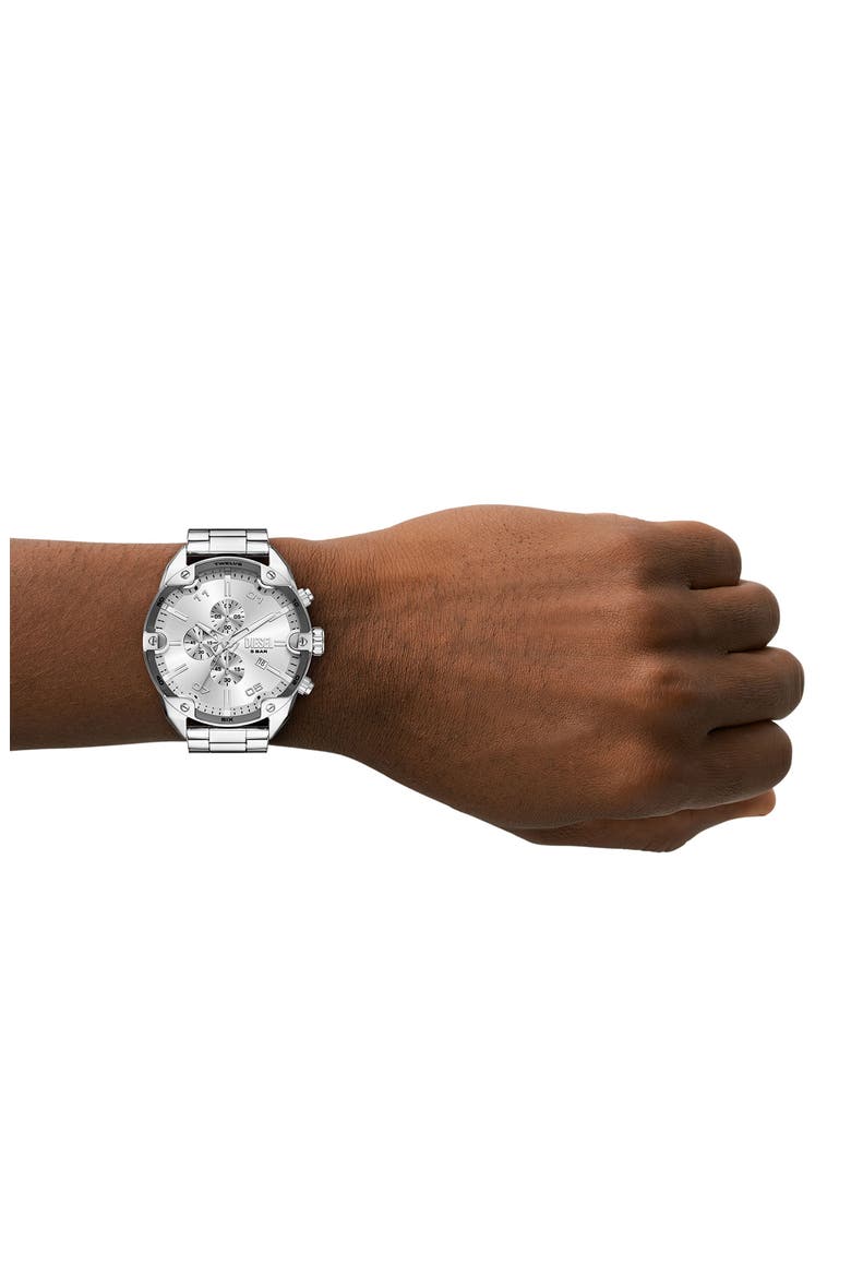 Spiked Chronograph Bracelet Watch, 49mm, Alternate, color, SILVER