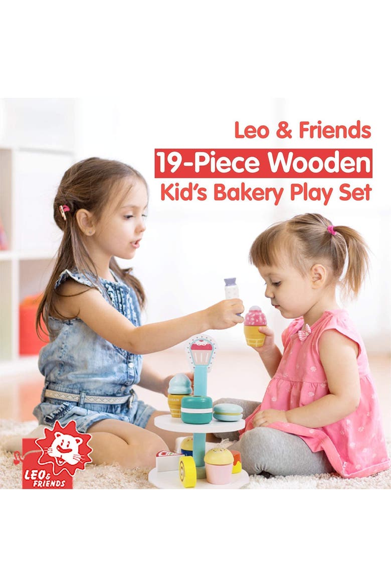 19-Piece Wooden Kid's Bakery Play Set - Play Pretend Dessert Chef Kit for Toddlers, Alternate, color, Blue