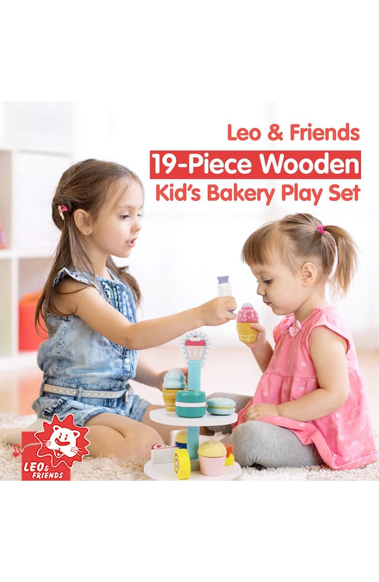 Leo & Friends 19-Piece Wooden Kid's Bakery Play Set - Play Pretend Dessert Chef Kit for Toddlers, Alternate, color, Blue