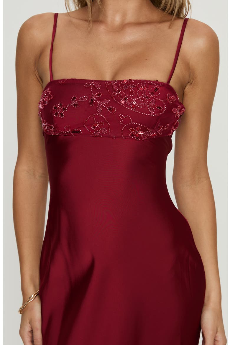 Engracia Sequin Satin Gown, Alternate, color, BURGUNDY