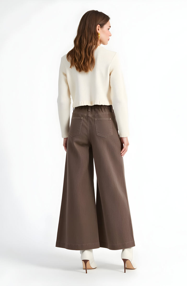 Modenaire High-Waist Wide-Leg Front-Pleated Side-Pocket Pants, Alternate, color, 