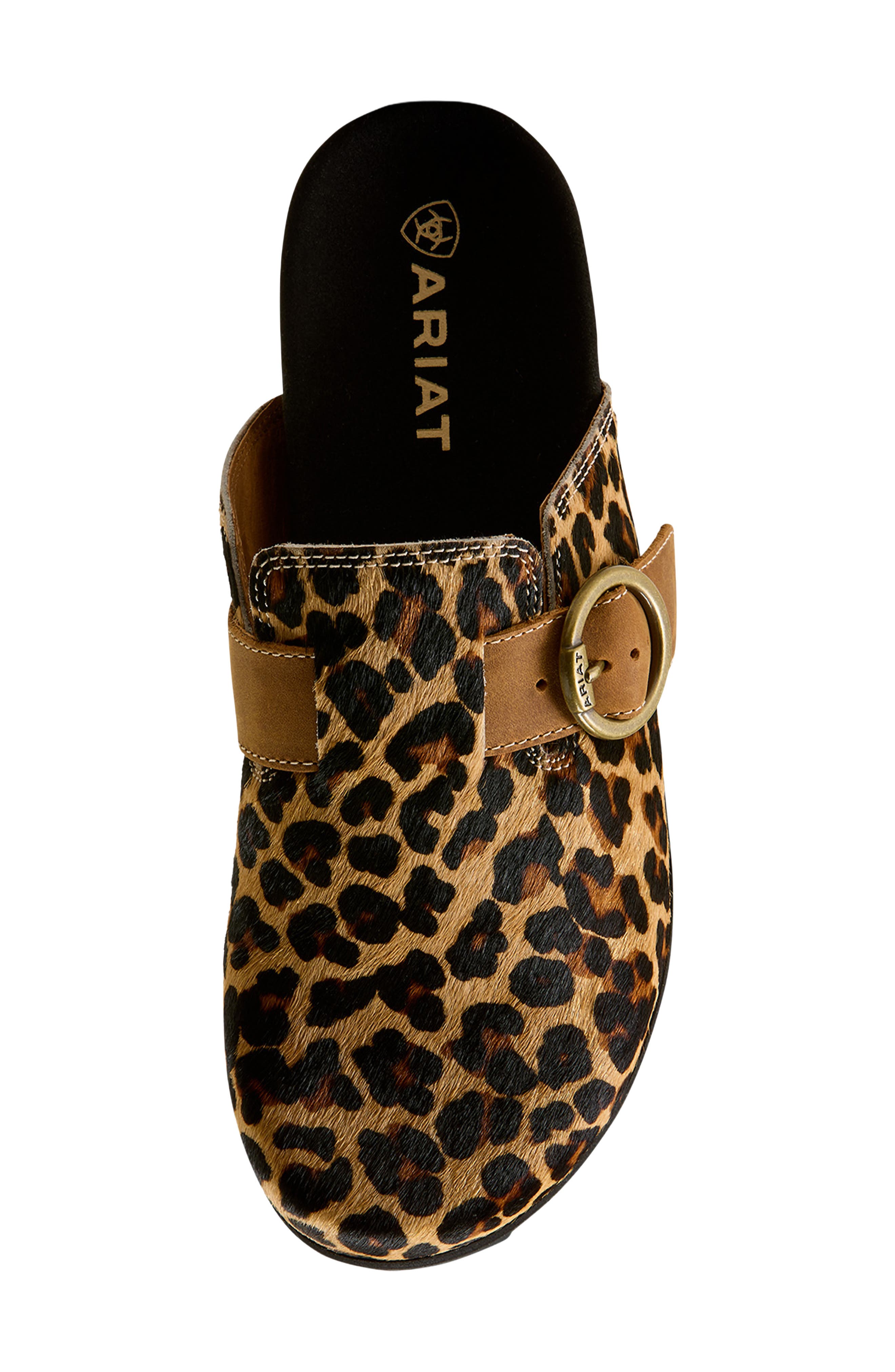 Country Leather Mule, Alternate, color, LEOPARD PRINT CALF HAIR