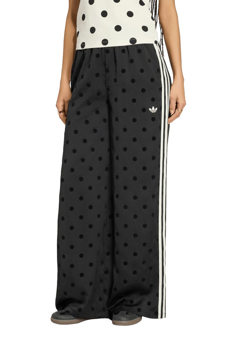 Firebird Polka Dot Wide Leg Track Pants, Main, color, BLACK