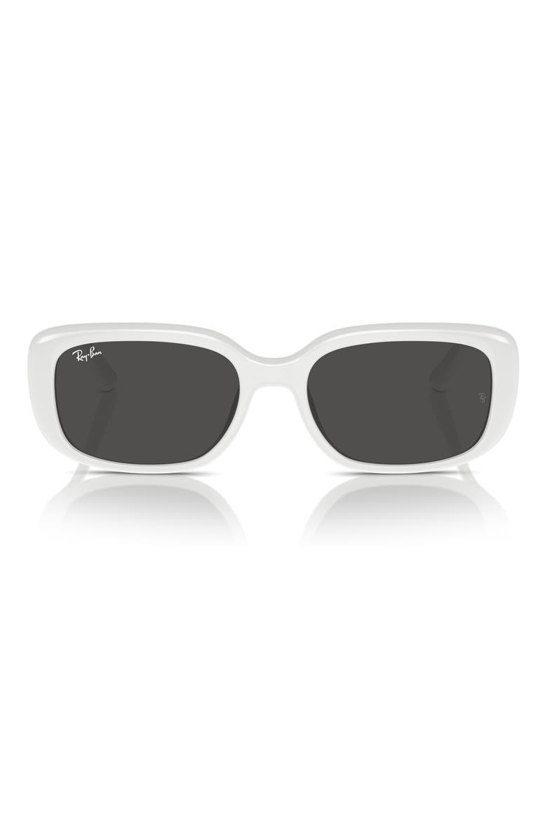 56mm Pillow Rectangular Sunglasses, Alternate, color, WHITE