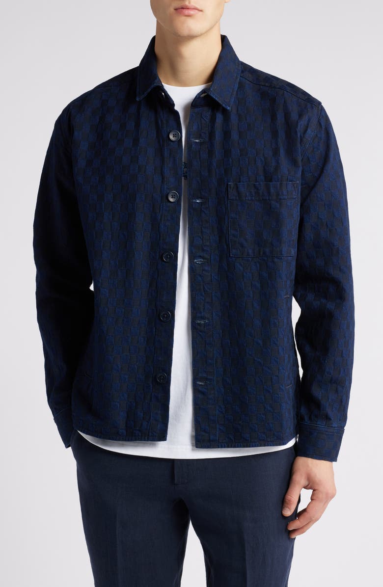 Percival Checkerboard Denim Button-Up Shirt, Main, color,