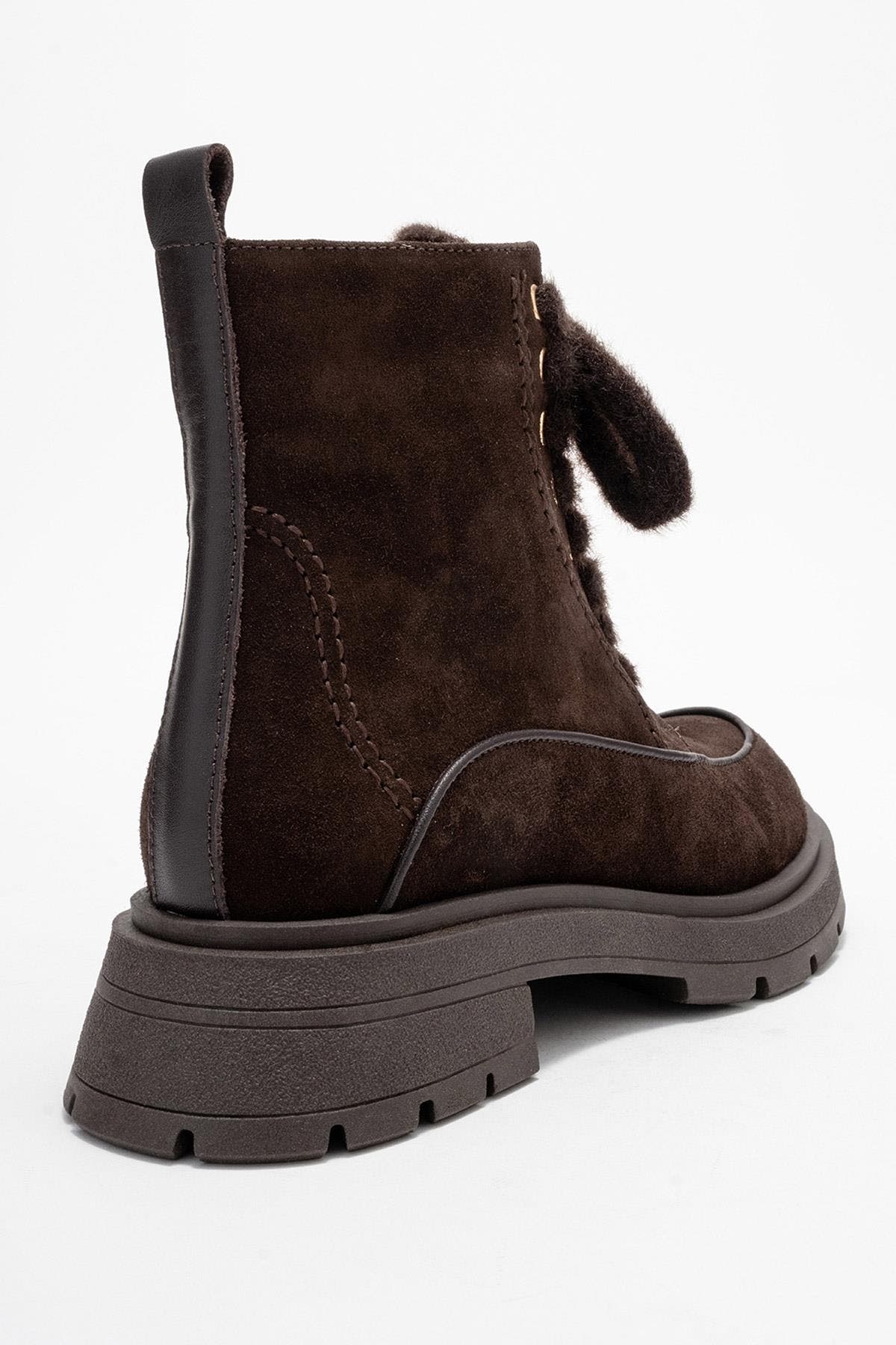 Mina Leather Combat Boot, Alternate, color, Brown Suede Leather