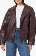 Habitual Faux Leather Funnel Neck Jacket