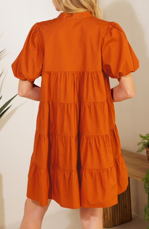 Flying Tomato Puff Sleeve Tiered Minidress