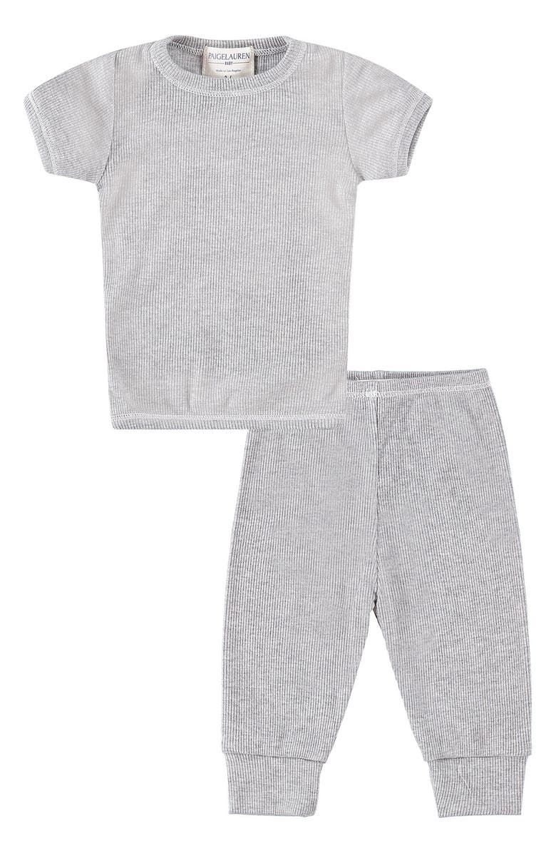 PAIGELAUREN Organic Cotton Rib T-Shirt & Sweatpants Set, Main, color, 