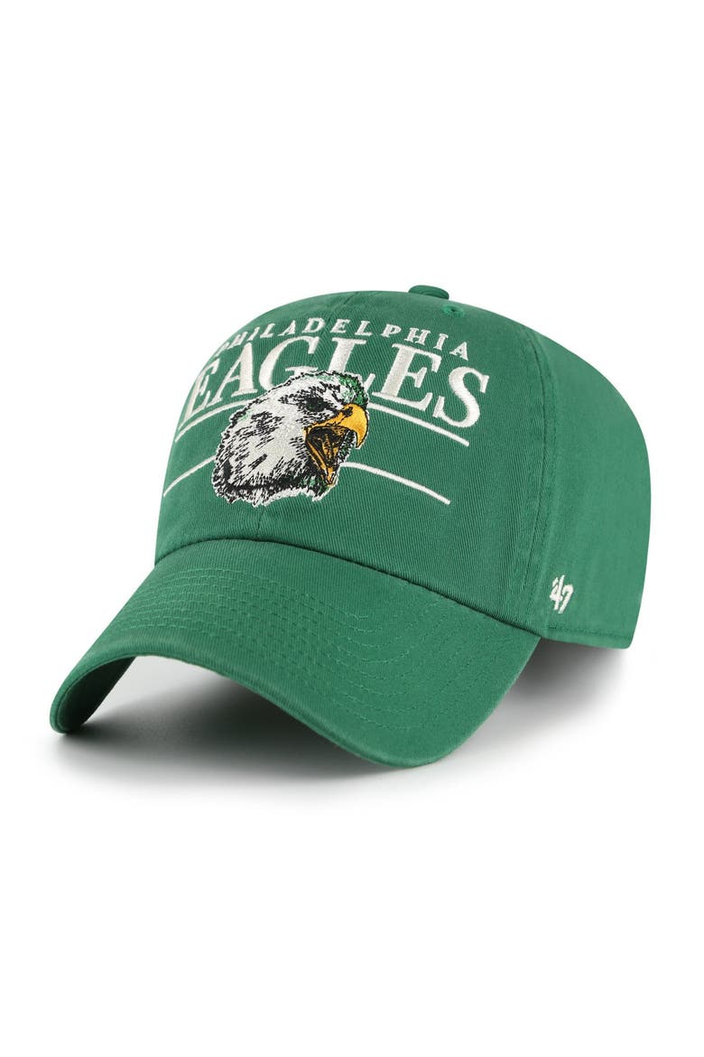 Men's '47 Kelly Green Philadelphia Eagles Throwback Graphic Clean Up Adjustable Hat, Alternate, color, Kelly Green