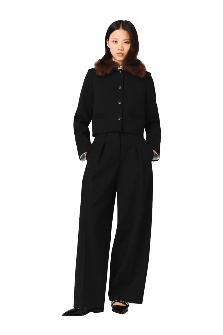 Short jacket with removable collar, Main, color, Black