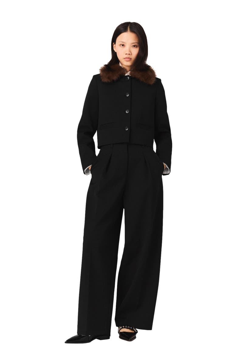 maje Short jacket with removable collar, Main, color, Black