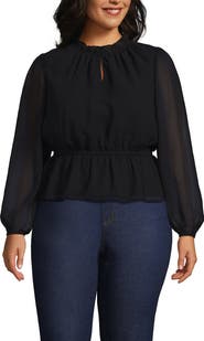 Lands' End Chiffon Peplum Top