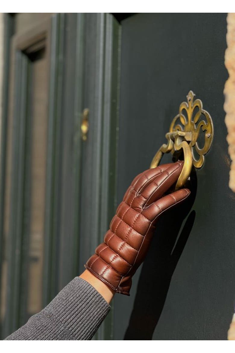 James Quilted Lambskin Glove Fully Lined in Alpaca, Alternate, color, Whisky Patine