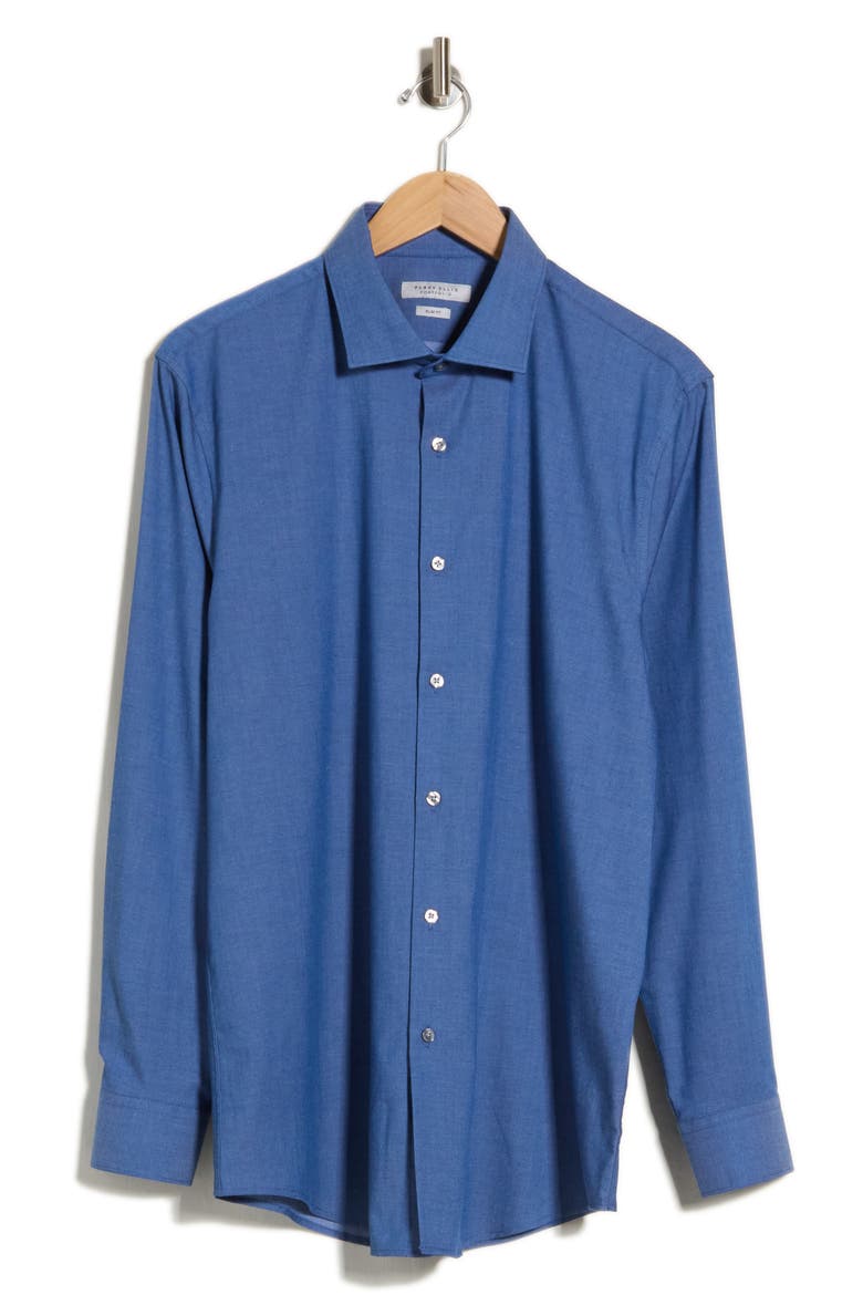 Elevated Twill Slim Fit Dress Shirt, Main, color, INDIGO