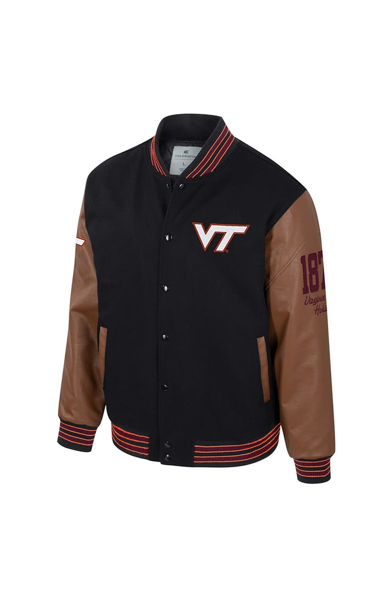 COLOSSEUM Men's Colosseum Black Virginia Tech Hokies Letterman Full-Snap Varsity Jacket, Alternate, color,