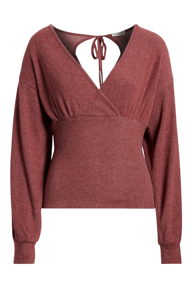 Empire Tie Back Rib Top, Alternate, color, WINE